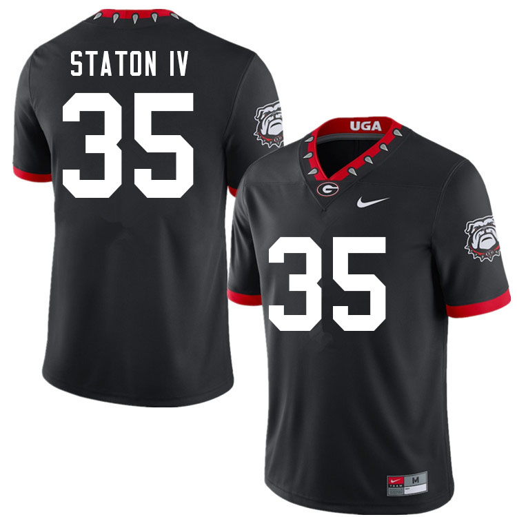 Men #35 John Staton IV Georgia Bulldogs 100th Anniversary College Football Jerseys Sale-100th Black